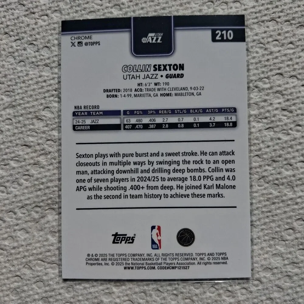 2025-26 Topps Chrome - Collin Sexton #210 Pulsar Refractor
